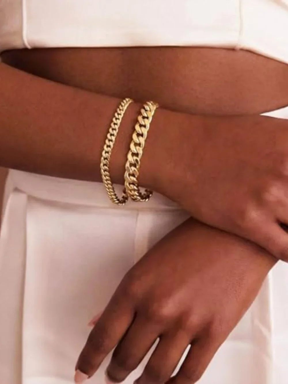 Gold Bracelets for Women Chunky 14K Gold/Silver Plated Bracelet